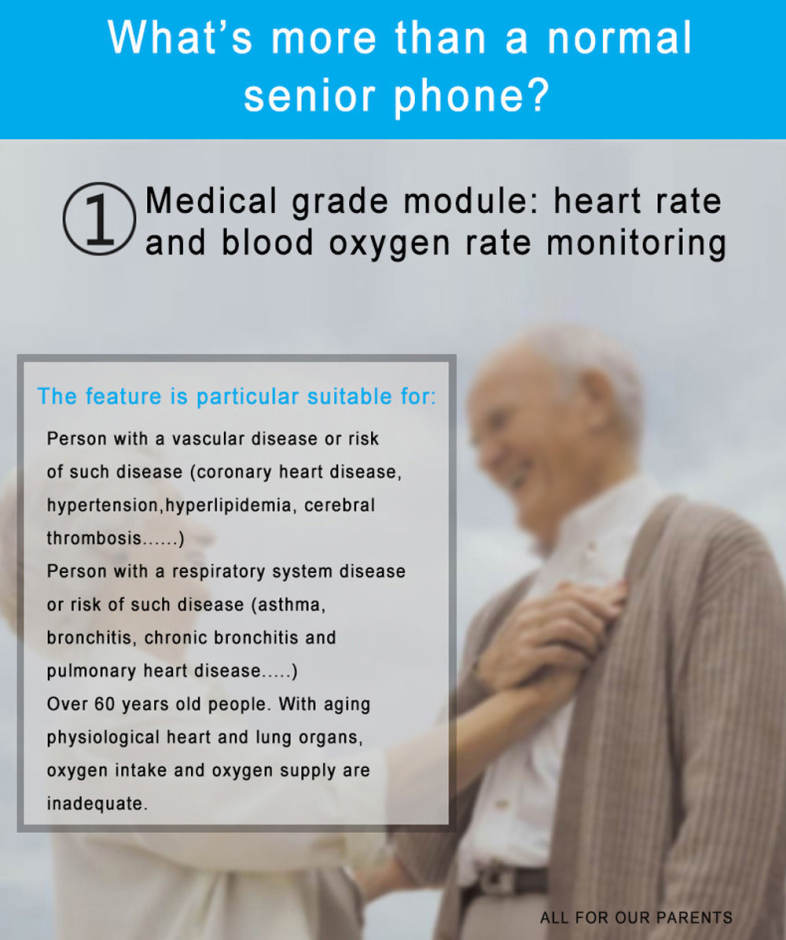 Podoor L1 2.3 inch TFT Screen Quad Band Cell Phone Heart Rate Oxygen Monitor GPS Pedometer Torch Loud Speaker Elder People Mobile ( US Plug )