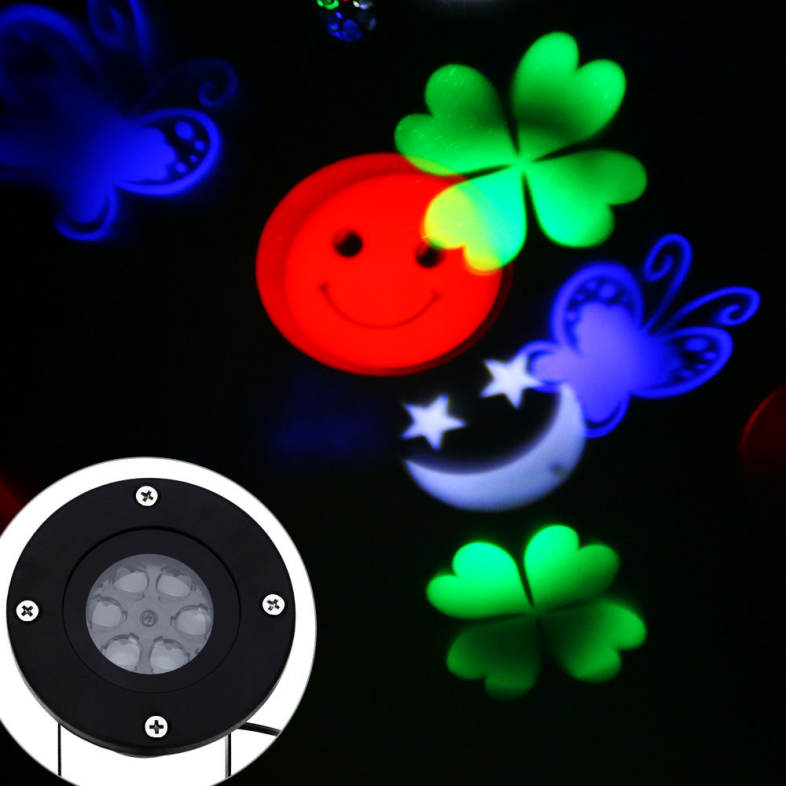Outdoor AC 110 - 240V 4W LED Smiling Face Light Waterproof Landscape Projector Lamp