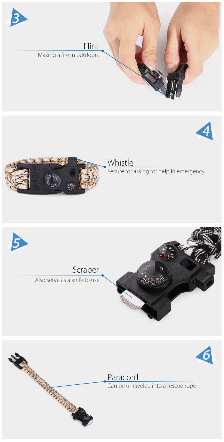 Inlife Outdoor Multifunction Fashionable Survival Bracelet with Nylon Rope