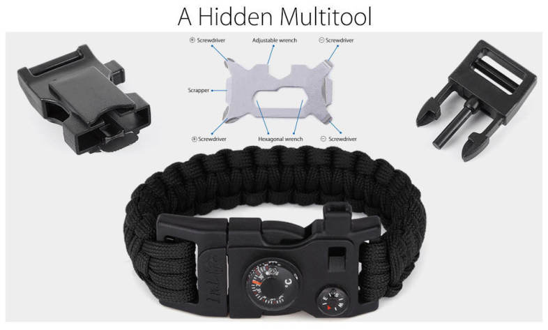 Inlife Outdoor Multifunction Fashionable Survival Bracelet with Nylon Rope
