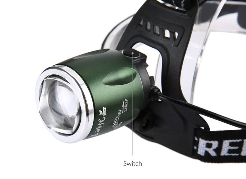 T6 DC 5V 30W 850LM LED Dimmer Headlight 3 Modes Focus Headlamp Flashlight