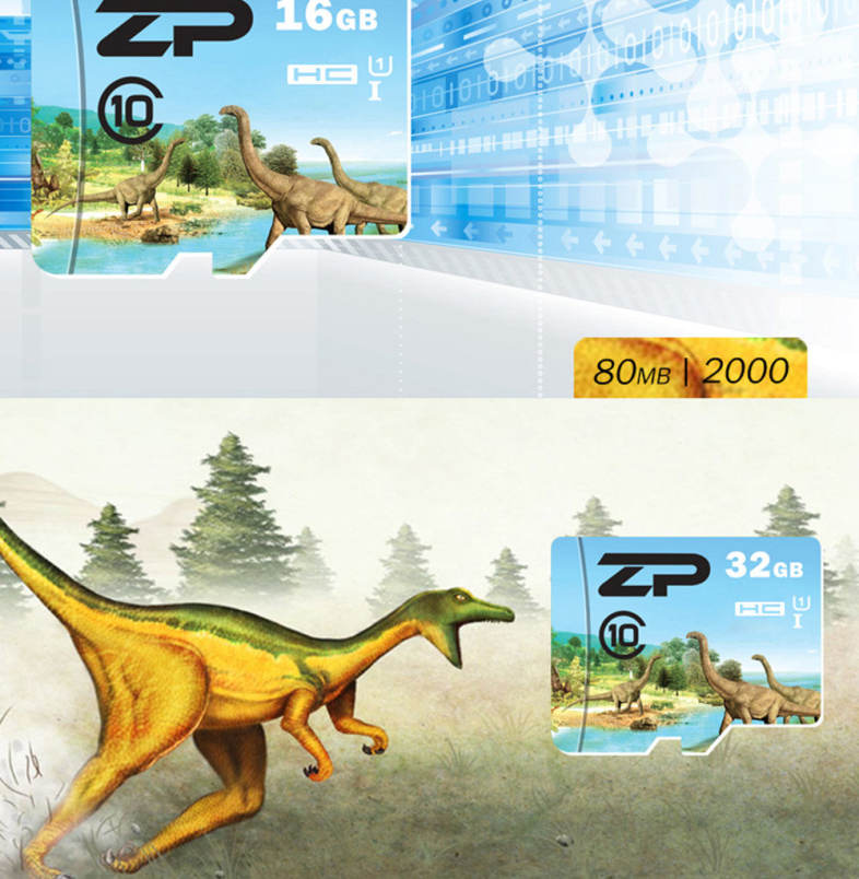 ZP Herbivorous Dinosaur Micro SDXC Card Data Storage Gadget