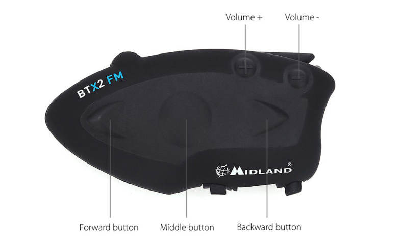MIDLAND BTX2 FM Motorcycle Bluetooth Intercom 800M Multi-user Inter-phone
