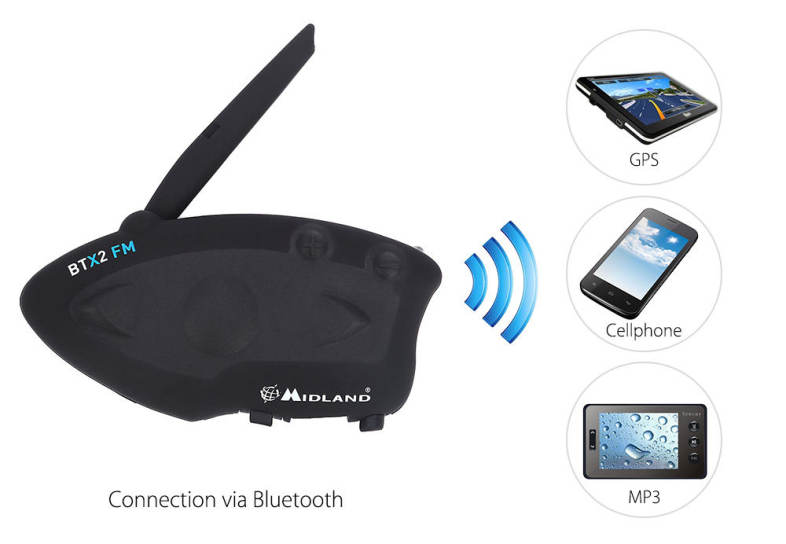 MIDLAND BTX2 FM Motorcycle Bluetooth Intercom 800M Multi-user Inter-phone