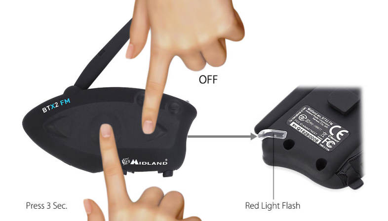 MIDLAND BTX2 FM Motorcycle Bluetooth Intercom 800M Multi-user Inter-phone