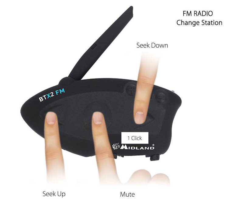 MIDLAND BTX2 FM Motorcycle Bluetooth Intercom 800M Multi-user Inter-phone