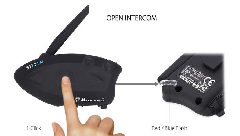 MIDLAND BTX2 FM Motorcycle Bluetooth Intercom 800M Multi-user Inter-phone