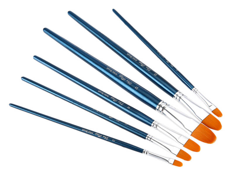 ZhuTing 6pcs Nylon Hair Painting Brush Artist Watercolor Acrylic Oil Painting Drawing Tools