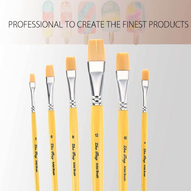 ZhuTing 6pcs Nylon Hair Painting Brush Artist Watercolor Acrylic Oil Painting Drawing Tools