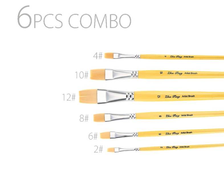 ZhuTing 6pcs Nylon Hair Painting Brush Artist Watercolor Acrylic Oil Painting Drawing Tools