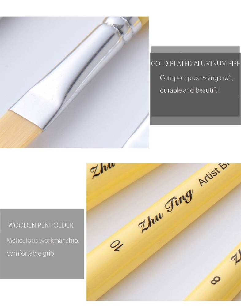 ZhuTing 6pcs Nylon Hair Painting Brush Artist Watercolor Acrylic Oil Painting Drawing Tools