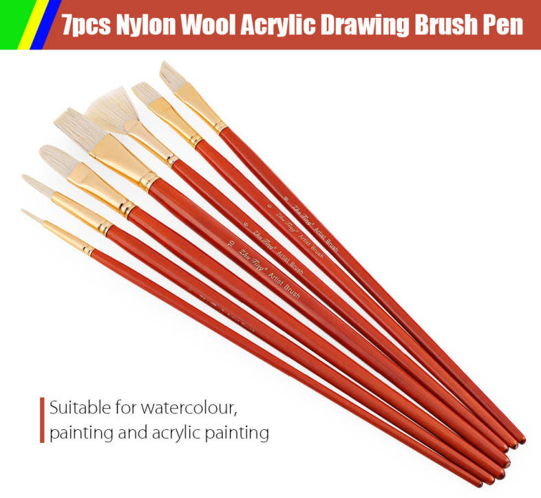 ZHUTING 7pcs Nylon Wool Drawing Brush Pen Acrylic Liner Painting Nail Art Tool