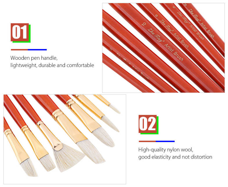 ZHUTING 7pcs Nylon Wool Drawing Brush Pen Acrylic Liner Painting Nail Art Tool