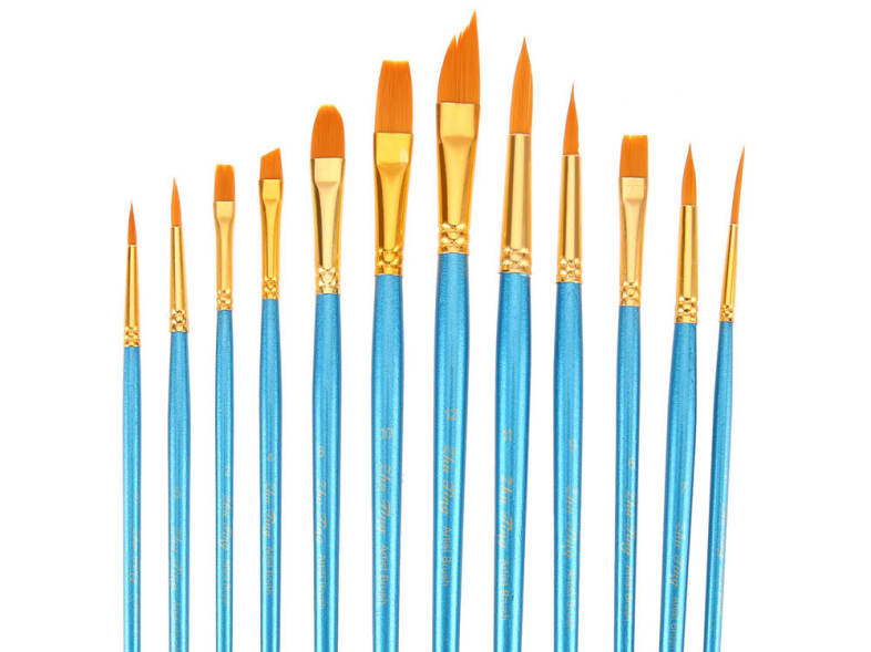 ZhuTing 12pcs Nylon Hair Paint Brush Artist Watercolor Acrylic Oil Painting with Palette