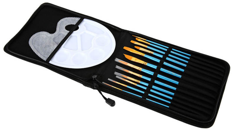 ZhuTing 12pcs Nylon Hair Paint Brush Artist Watercolor Acrylic Oil Painting with Palette