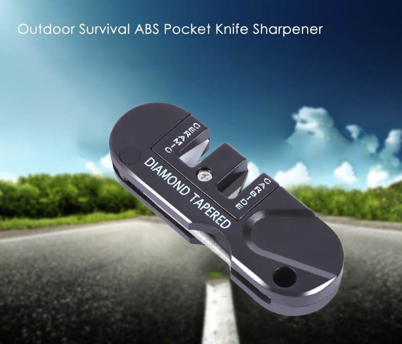 EDCGEAR Outdoor Survival Camping ABS Multi-use Pocket Knife Sharpener with Ceramic Slot Tapered Diamond Rod Design
