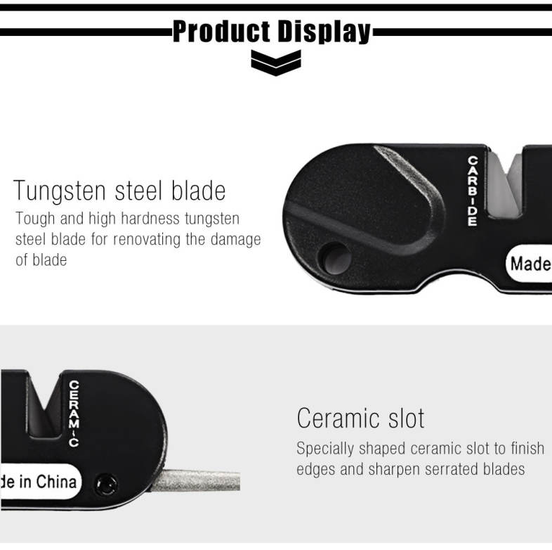 EDCGEAR Outdoor Survival Camping ABS Multi-use Pocket Knife Sharpener with Ceramic Slot Tapered Diamond Rod Design