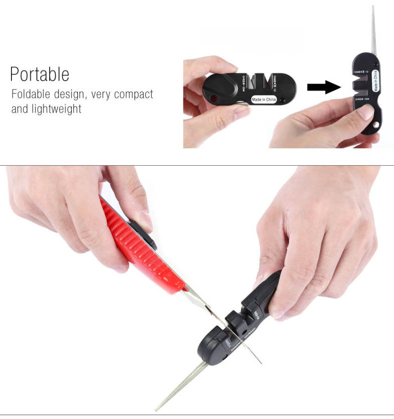 EDCGEAR Outdoor Survival Camping ABS Multi-use Pocket Knife Sharpener with Ceramic Slot Tapered Diamond Rod Design