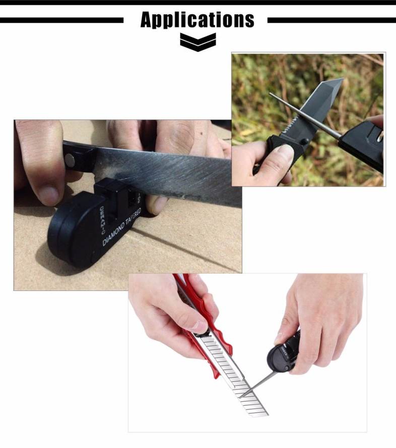 EDCGEAR Outdoor Survival Camping ABS Multi-use Pocket Knife Sharpener with Ceramic Slot Tapered Diamond Rod Design