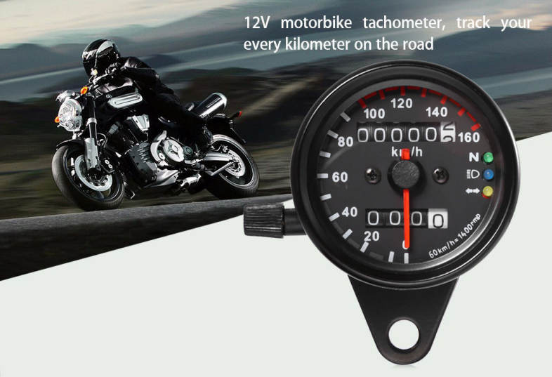 12V Motorbike Tachometer Speedometer Dual Display LED Backlight Signal Light Motorcycle Odometer
