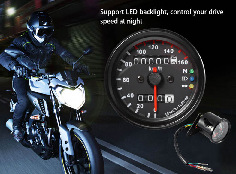 12V Motorbike Tachometer Speedometer Dual Display LED Backlight Signal Light Motorcycle Odometer