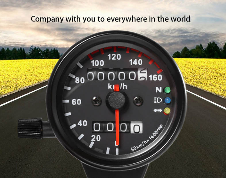 12V Motorbike Tachometer Speedometer Dual Display LED Backlight Signal Light Motorcycle Odometer
