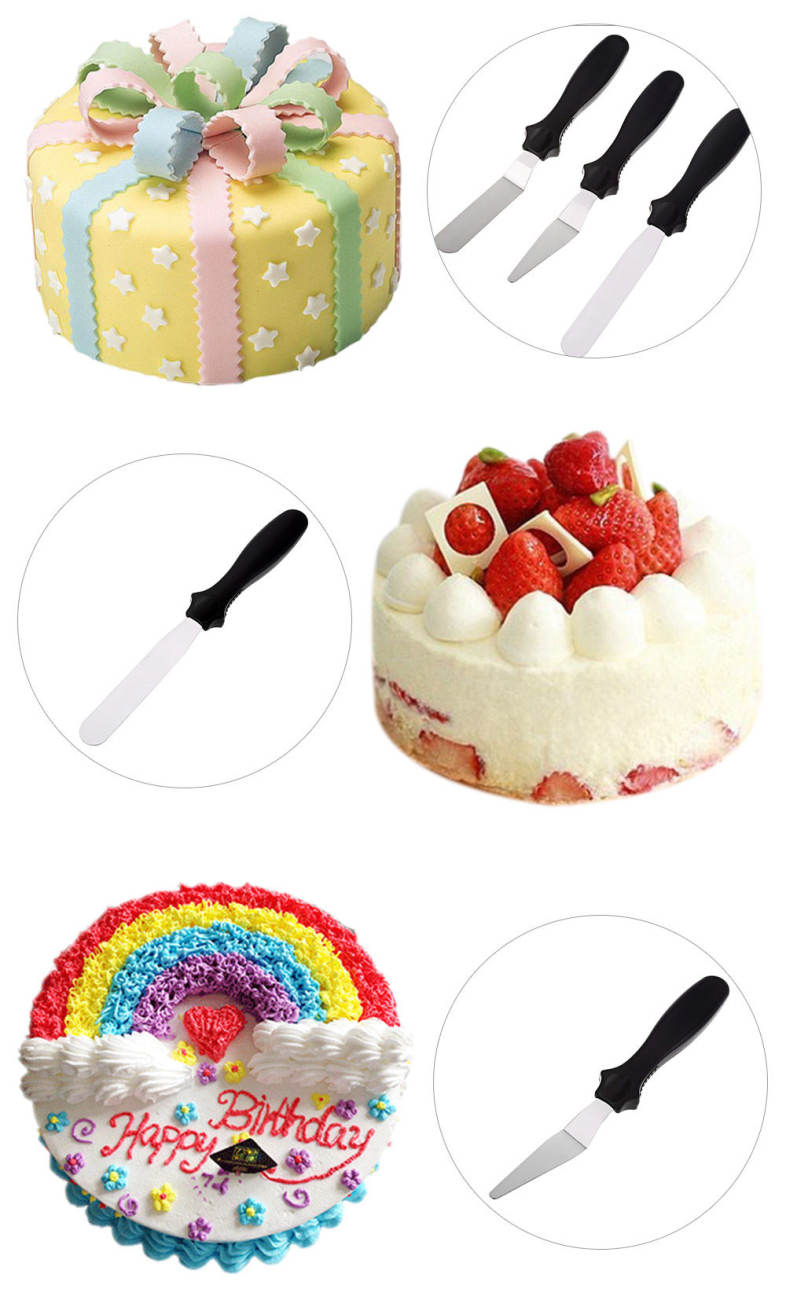 3pcs Stainless Steel DIY Cake Cream Spread Decorating Smudge Tool