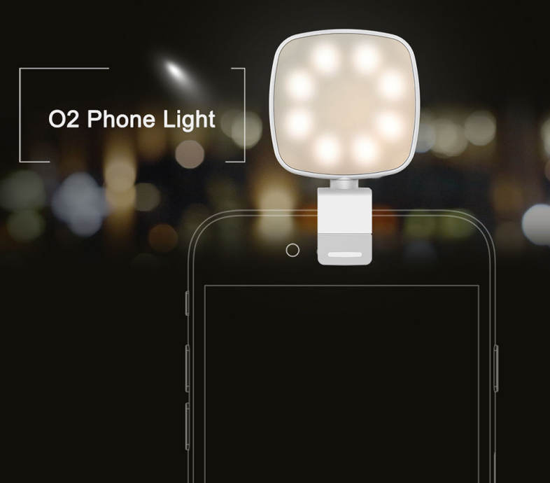 ROCK O2 Mini 8 LEDs Mobile Phone Fill-in Flashlight Lightweight Design with Adjustable Lightness