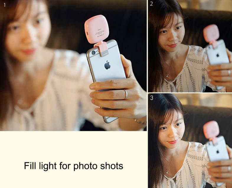 ROCK O2 Mini 8 LEDs Mobile Phone Fill-in Flashlight Lightweight Design with Adjustable Lightness