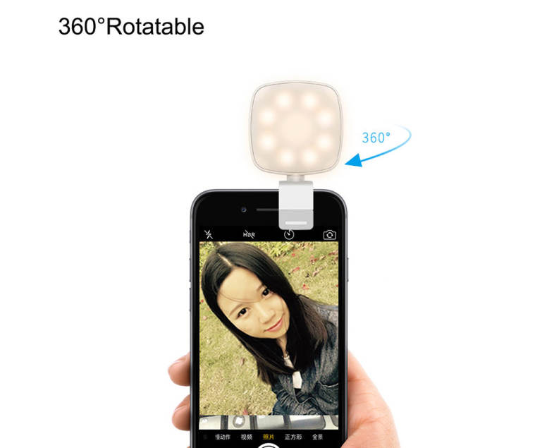 ROCK O2 Mini 8 LEDs Mobile Phone Fill-in Flashlight Lightweight Design with Adjustable Lightness