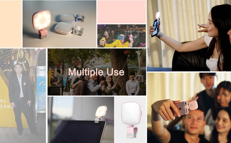 ROCK O2 Mini 8 LEDs Mobile Phone Fill-in Flashlight Lightweight Design with Adjustable Lightness