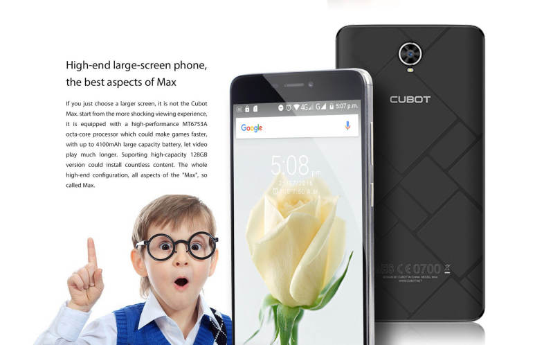 Cubot Max Android 6.0 6.0 inch 4G Phablet MTK6753 1.3GHz Octa Core 3GB RAM 32GB ROM OTG Hotknot GPS Bluetooth 4.0