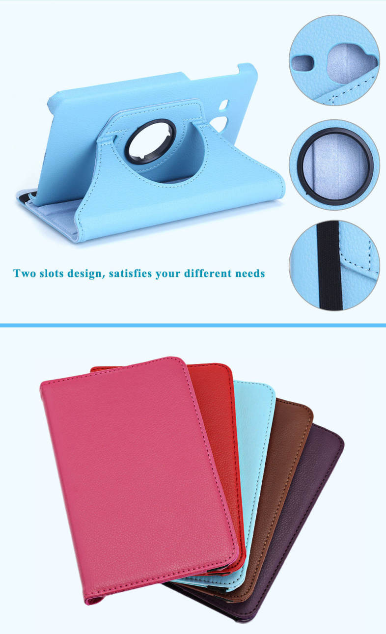 Lichee Pattern Smart Cover Case with Rotate and Stand Function for Samsung Galaxy Tab A 7.0 T280 / T281 / T285 / SM - T280