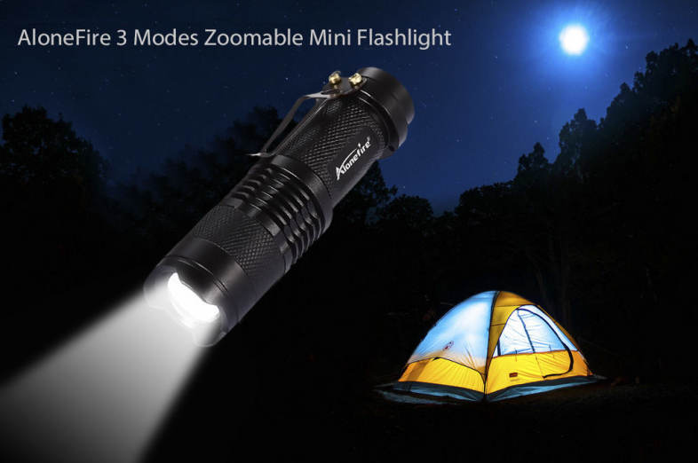 AloneFire 3W XPE LED Zoomable Mini Flashlight 3 Modes Waterproof Lamp