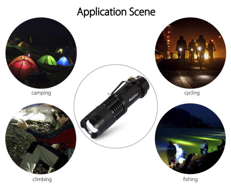 AloneFire 3W XPE LED Zoomable Mini Flashlight 3 Modes Waterproof Lamp