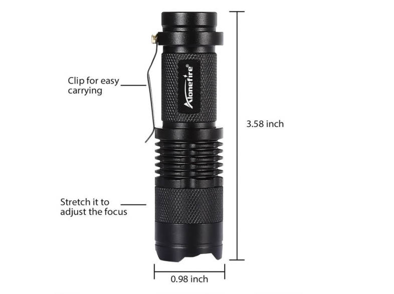 AloneFire 3W XPE LED Zoomable Mini Flashlight 3 Modes Waterproof Lamp
