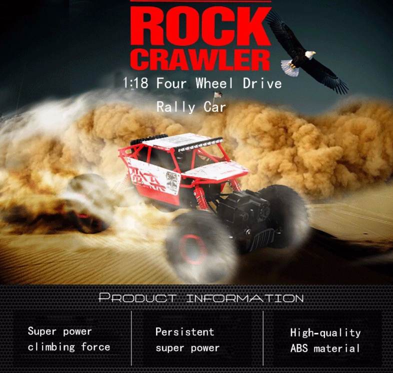 HB P1801 2.4GHz 1:18 Scale RC 4 Wheel Drive Rock Crawler Toy Car