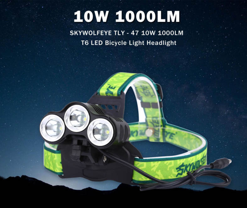 SKYWOLFEYE TLY - 47 10W 1000LM T6 LED Bicycle Light Headlight Camping Lamp