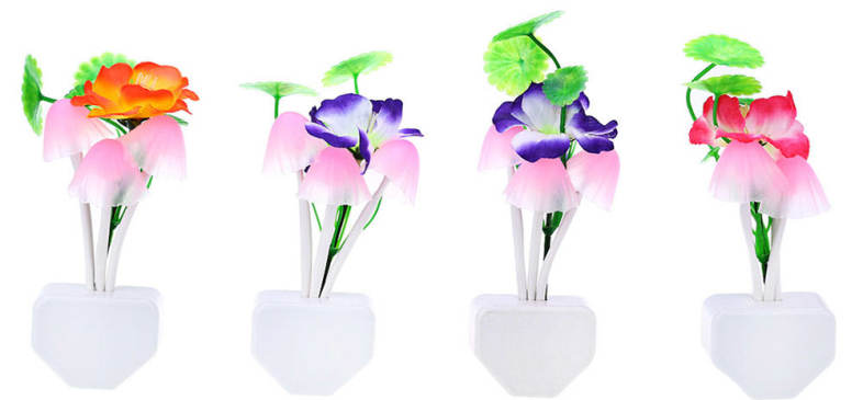 Mushroom Color Changing LED Sensor Night Light Plum Flower Decorative Wall Lamp