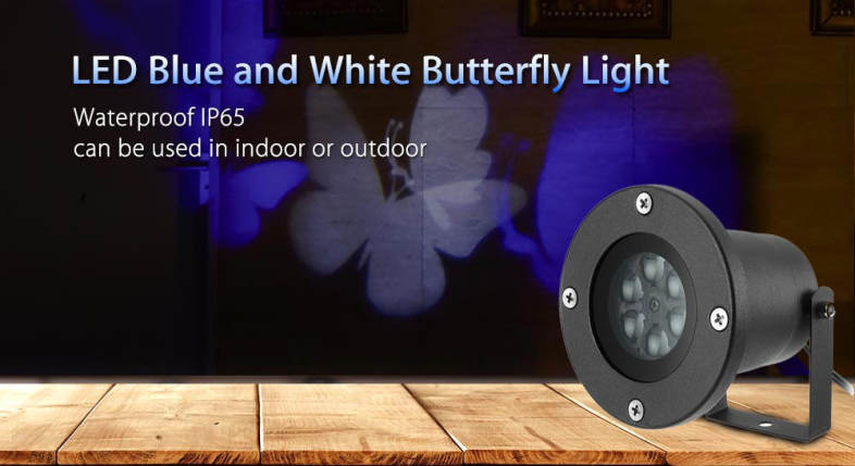 Lightme 100 - 240V 4W LED Waterproof Blue and White Butterfly Light Landscape Projector Lamp