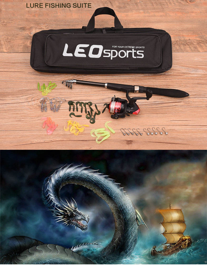 LEO 1.6M Telescopic Fishing Rod Kit with Fish Reel Lure Hook Tackle