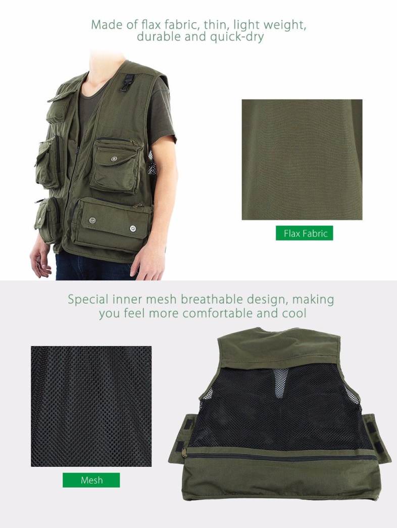 LEO Outdoor Army Green Jacket Fishing Vest