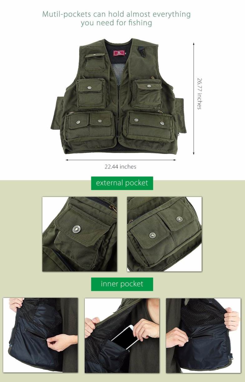 LEO Outdoor Army Green Jacket Fishing Vest