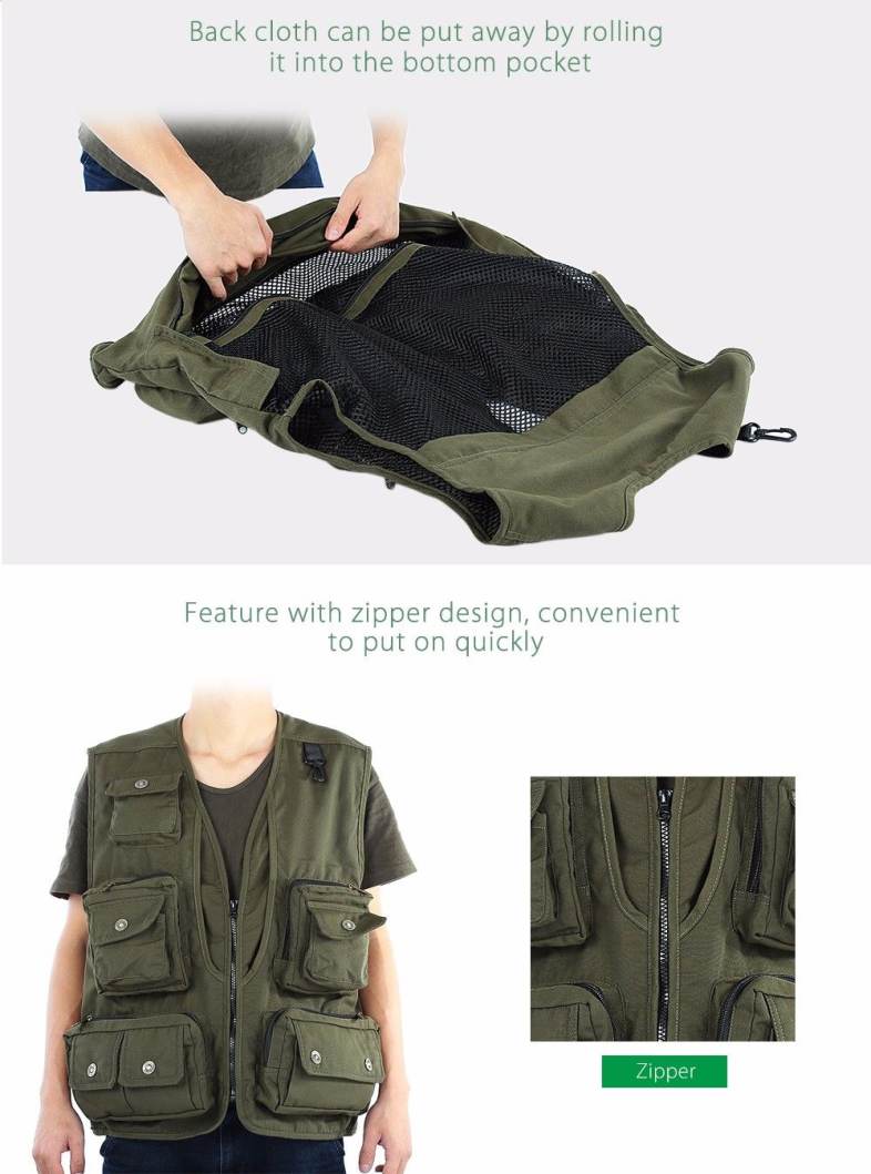 LEO Outdoor Army Green Jacket Fishing Vest