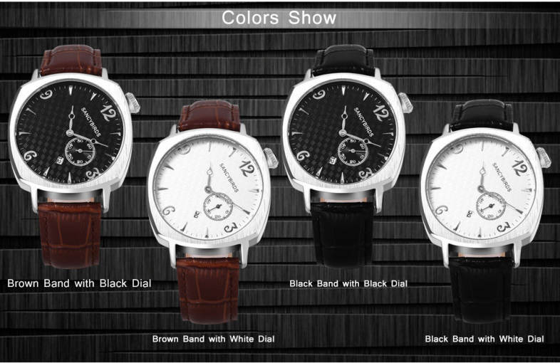 SANCYBIRDS FY981 Men Quartz Watch Tilt Numerals Dial Working Sub-dial Date Display Wristwatch
