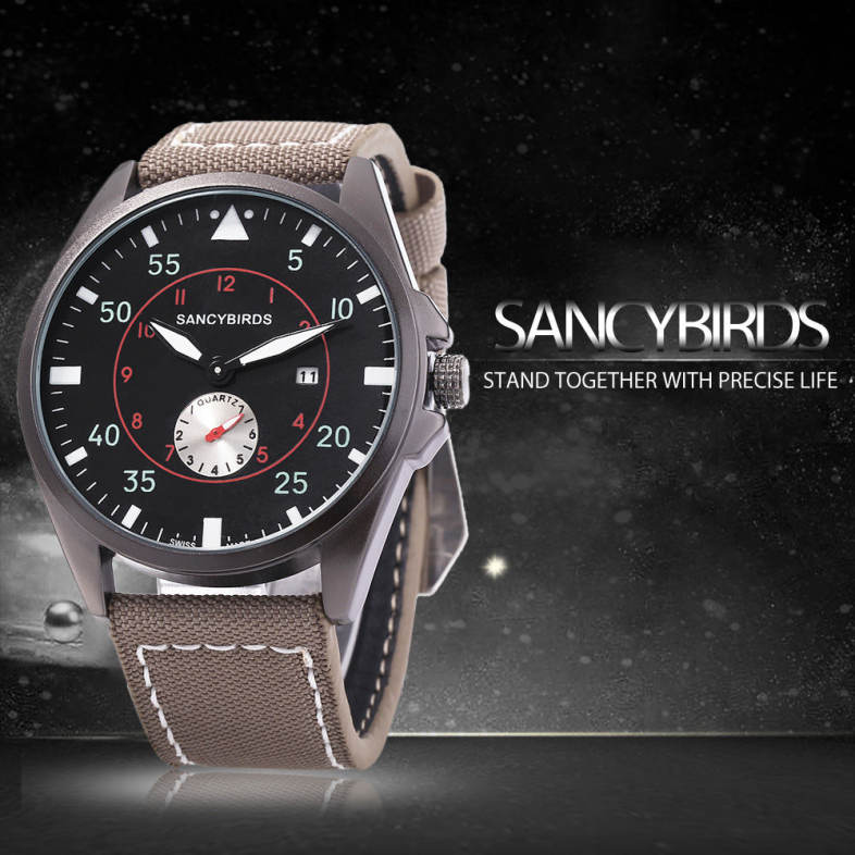 SANCYBIRDS FY964 Men Quartz Watch Date Display Canvas Band Wristwatch SANCYBIRDS FY964 Men Quartz Watch Date Display Canvas Band Wristwatch