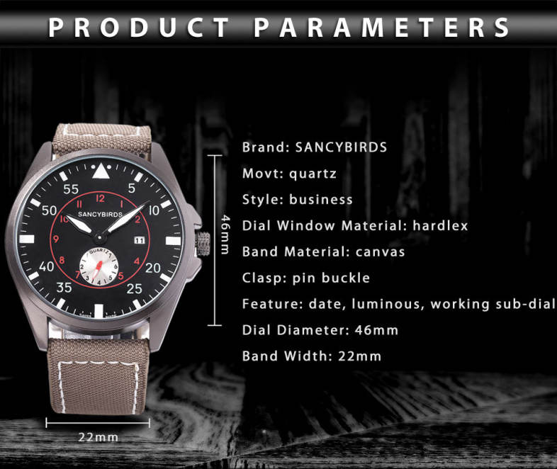SANCYBIRDS FY964 Men Quartz Watch Date Display Canvas Band Wristwatch SANCYBIRDS FY964 Men Quartz Watch Date Display Canvas Band Wristwatch