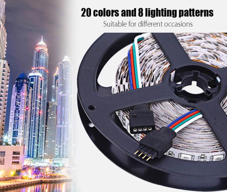 5M 300 LEDs SMD 5050 Flexible Colorful Strip Light Christmas Decorative Lamp with Remote Control