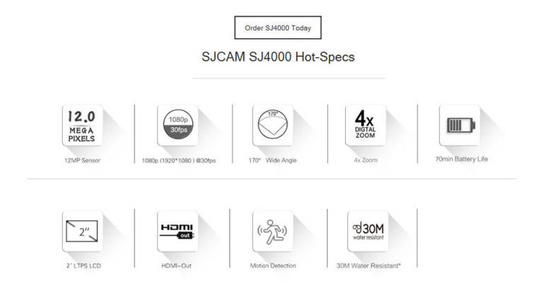 Original SJCAM SJ4000 Action Sport Camera 1080P 170 Degrees Wide Angle Lens 12MP Sensor