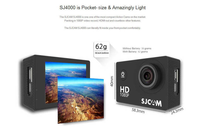 Original SJCAM SJ4000 Action Sport Camera 1080P 170 Degrees Wide Angle Lens 12MP Sensor